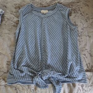 MELLODAY Gray Tie Front Relaxed Tank Top